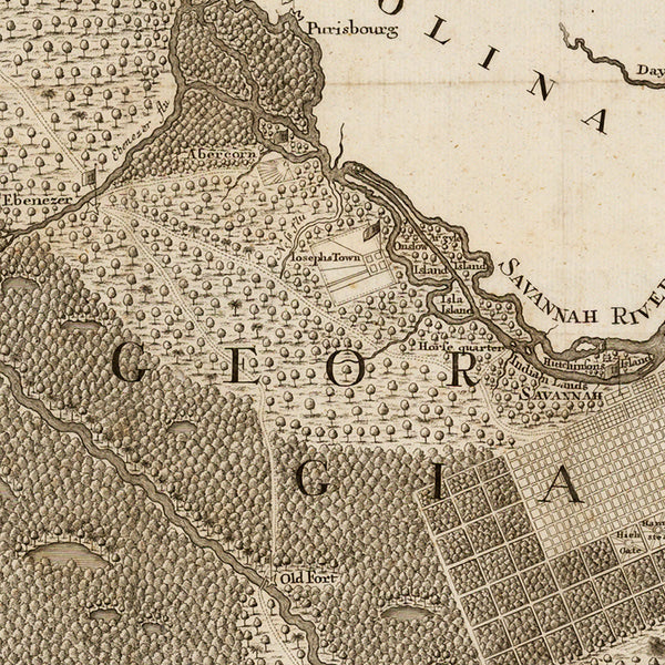 Savannah, 1740, Savannah County, Georgia, Oglethorpe, Old Map