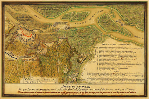 Savannah, 1779, Siege of Savannah, Georgia, Revolutionary War Map