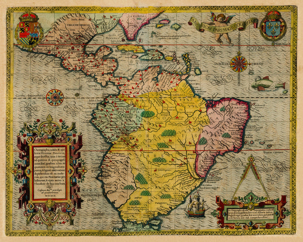 South America, 1592, Caribbean, De Bry, Antique Map