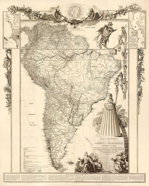 South America, 1775, Mapa de América Meridional, Old Map