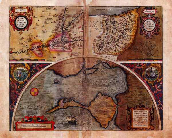 Spain, 1584, Cadiz, Carpetania, Gipuzkoa, Ortelius Map (II)