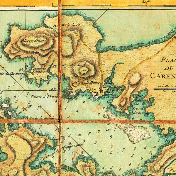 Caribbean, 1779, St. Lucia, Ste. Lucie, Old Map
