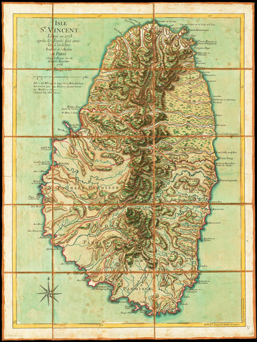 Caribbean, 1778, St. Vincent, Jefferys, Le Rouge, Old Map