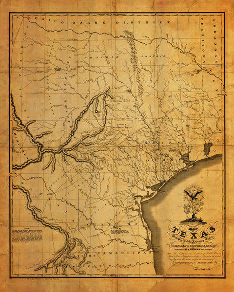 Texas, 1830, Stephen F. Austin Map