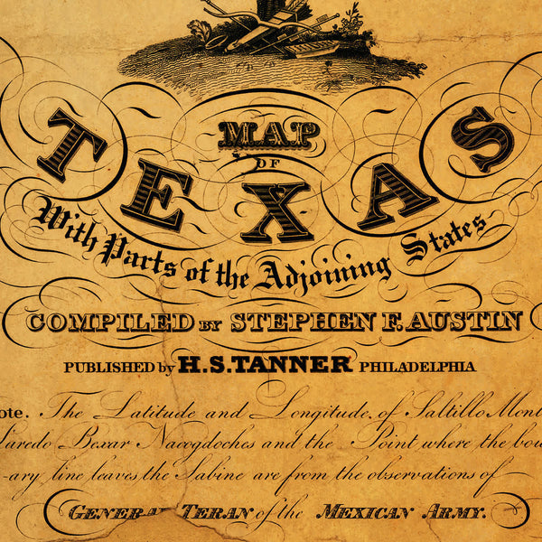 Texas, 1830, Stephen F. Austin Map