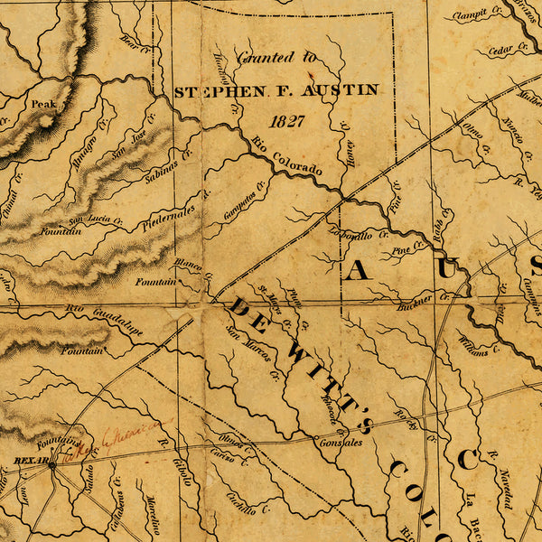 Texas, 1830, Stephen F. Austin Map