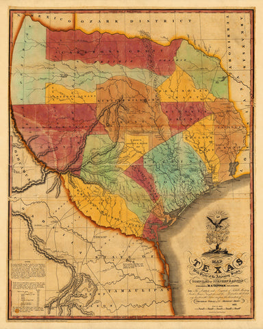 Texas, 1837, Stephen F. Austin Map