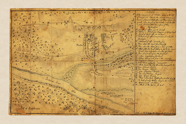 New Jersey, 1776, Battle of Trenton, Hessian Sketch, Revolutionary War Map