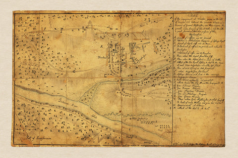 New Jersey, 1776, Battle of Trenton, Hessian Sketch, Revolutionary War Map