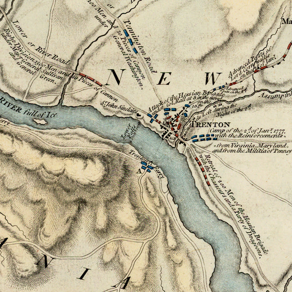 New Jersey, 1777, Battles of Trenton, Princeton, 1776-77, Revolutionary War Map (II)
