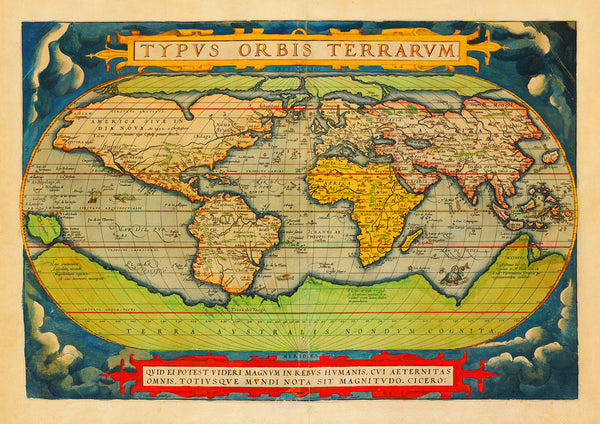World, 1570, Typvs Orbis Terrarvm, Ortelius, Antique Map