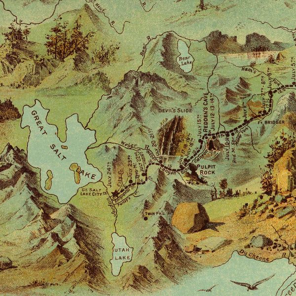 Utah, 1846-1847, Route of the Mormon Pioneers, Panoramic Pictorial Map (II)