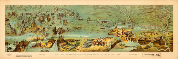 Utah, 1846-1847, Route of the Mormon Pioneers, Panoramic Pictorial Map (II)