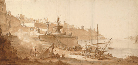 Malta, 1664, Valletta Harbour, Fontana Nuova, Schellinks, Drawing, Fine Art Print