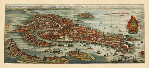 Venice, 1635, Venetia, Merian, Bird’s Eye View Map