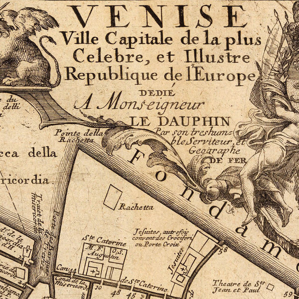Venice, 1695, Venise Ville Capitale, City Plan, De Fer Map