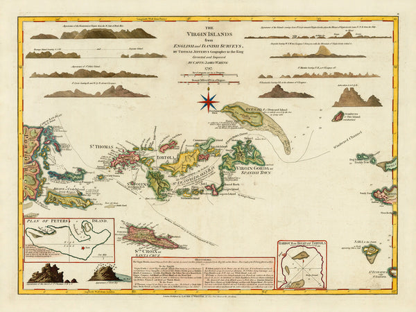 Caribbean, 1797, Virgin Islands, BVI, USVI, Old Map