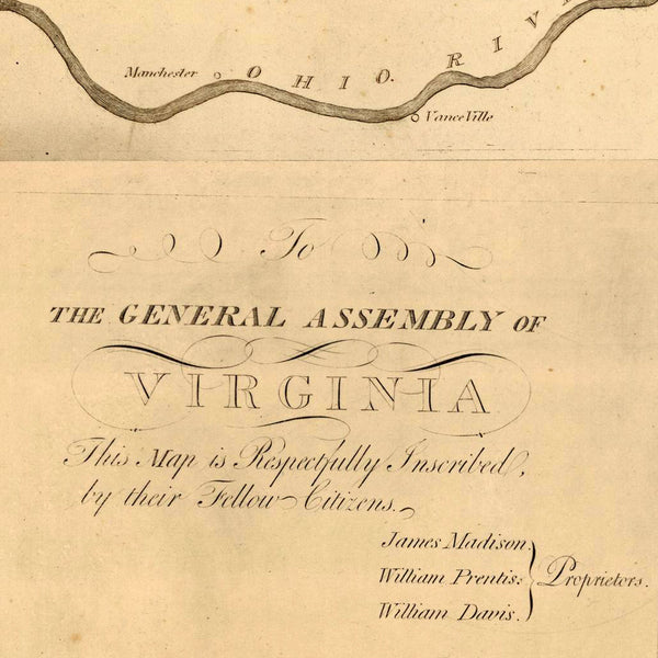 Virginia, 1807, James Madison, Richmond, Antique Map