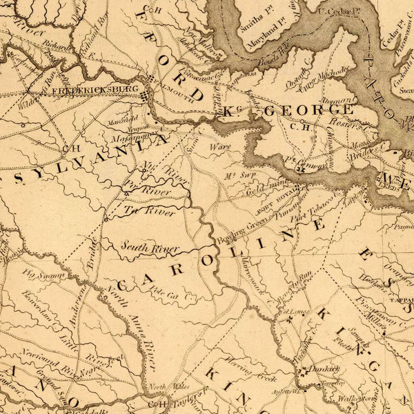 Virginia, 1807, James Madison, Richmond, Antique Map