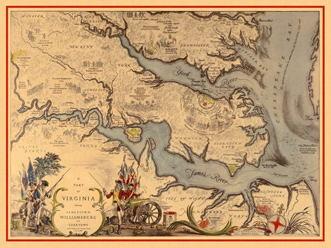 Virginia, 1585–1781, Williamsburg, Jamestown, Yorktown, Historical Map