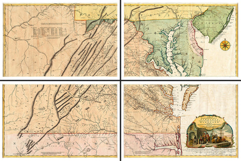 Virginia, 1755, Fry-Jefferson Map, 4-Sheet Large Wall Map