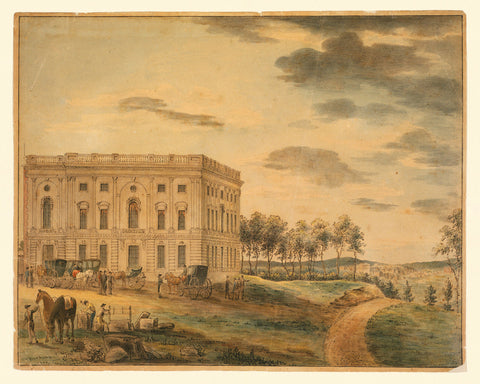 Washington, D.C., 1800s, U.S. Capitol Before the Fire, Watercolor View