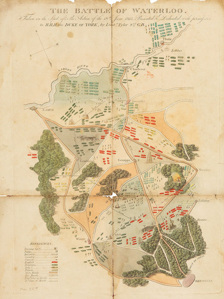 Waterloo, 1815, Battle Plan, First Commercial Map of Campaign