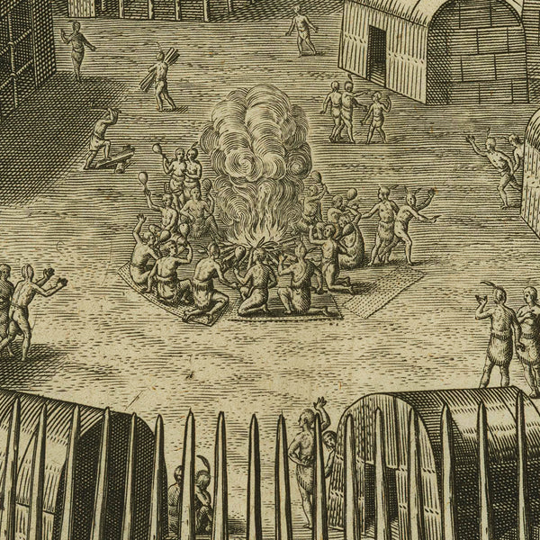 Virginia, 1590, Pomeiooc Village, John White, Thomas Hariot, De Bry, Engraving, Fine Art Print (II)