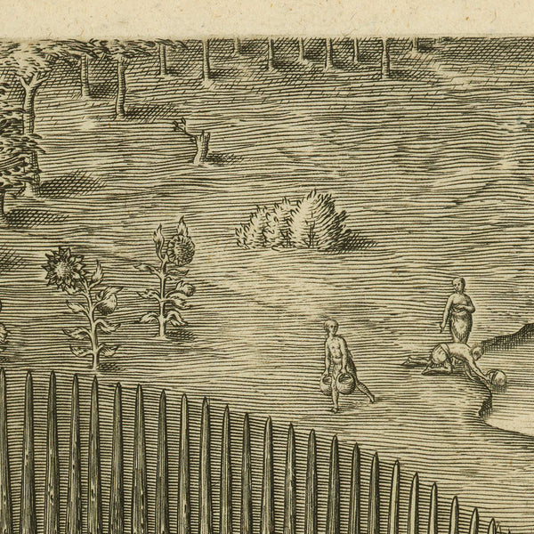 Virginia, 1590, Pomeiooc Village, John White, Thomas Hariot, De Bry, Engraving, Fine Art Print (II)