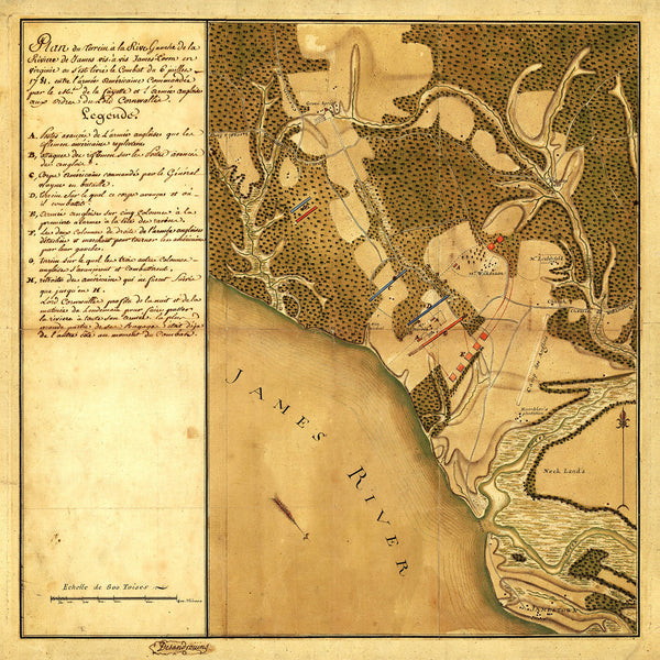 Williamsburg, 1781, Virginia, Battle of Green Spring, Revolutionary War Map