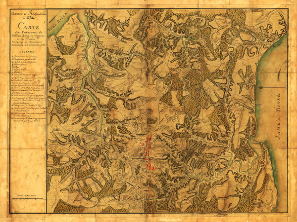 Williamsburg, 1781, Virginia, Rochambeau’s Army, Revolutionary War Map