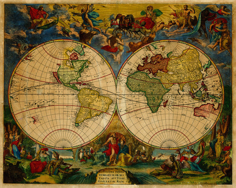 World, 1683, Novissima Totius Terrarum (I), Antique Map