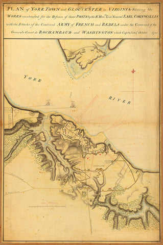 Yorktown, 1781, Cornwallis’ Plan, Revolutionary War Map